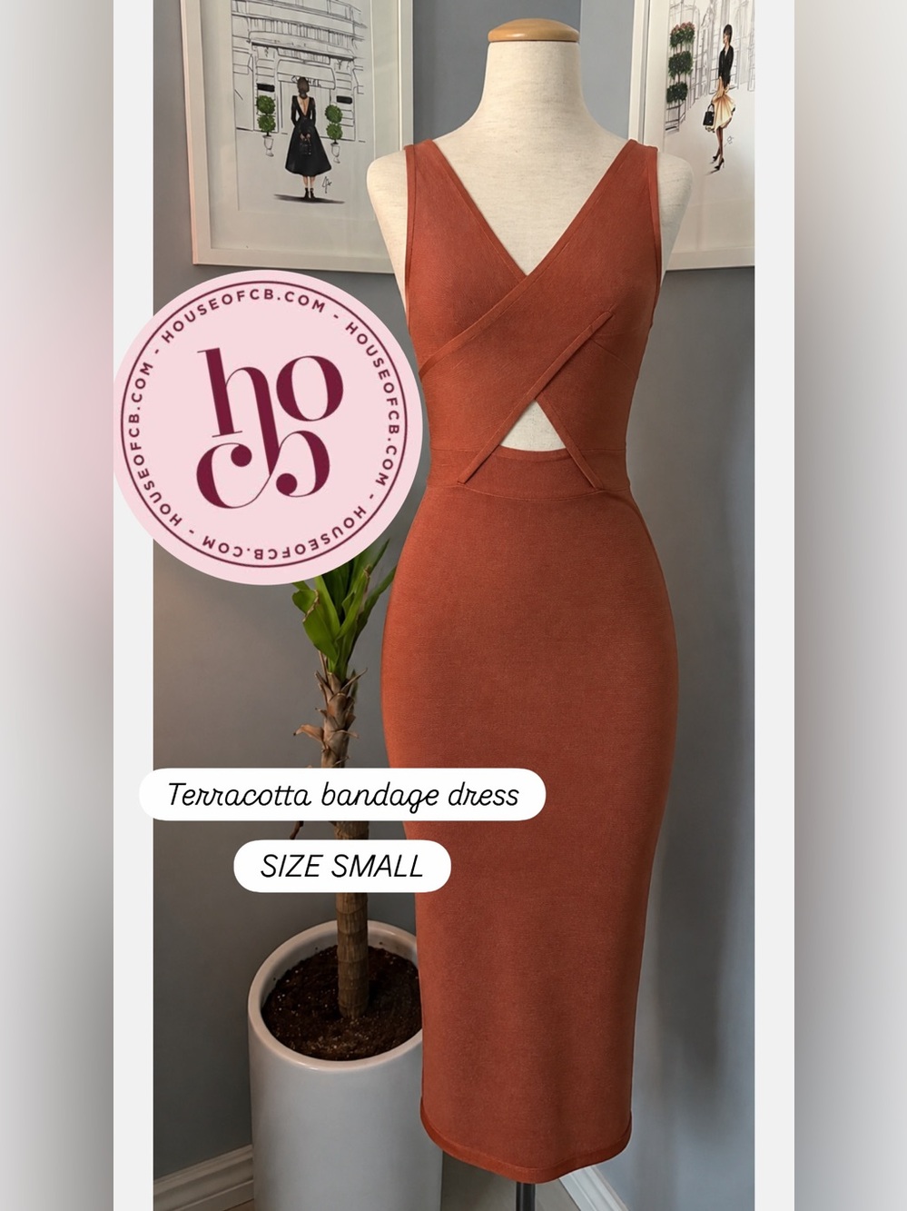 House of CB SIZE SMALL Bodycon Terracota Dress